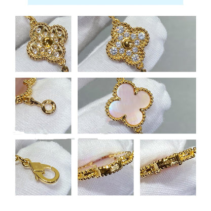 [BLAUE TRÄNEN]KLEE 5 MOTIV DIAMANT ROSA MOP ROSA GOLD ARMBAND