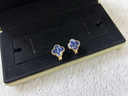 [BLUE TEARS]CLOVER PIETERSITE MEDIUM STUD EARRINGS