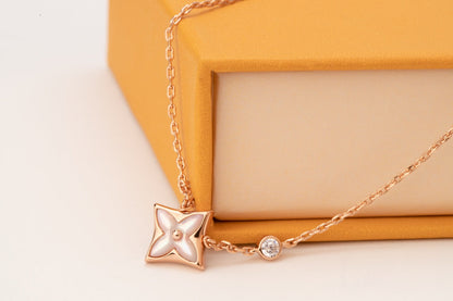 [BLUE TEARS]STAR PINK MOP 1 DIAMOND PINK GOLD NECKLACE