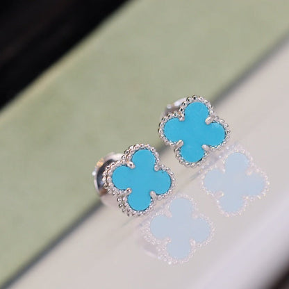 [BLUE TEARS]CLOVER MINI TURQUOISE SILVER STUD EARRINGS