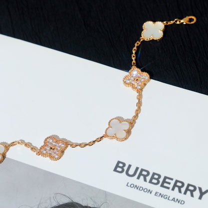 [BLUE TEARS]CLOVER BRACELET 5 MOTIF WHITE MOP DIAMOND