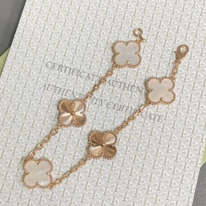 [BLUE TEARS]CLOVER BRACELET 5 MOTIF WHITE MOP PINK GOLD