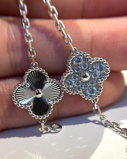 [BLUE TEARS]CLOVER 5 MOTIF SILVER DIAMOND BRACELET