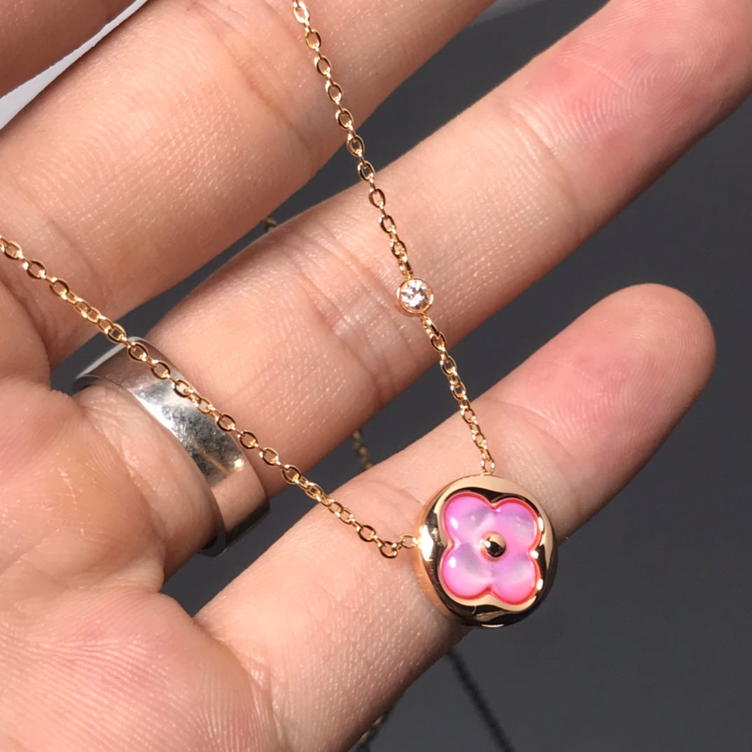 [BLUE TEARS]COLOR BLOSSOM PINK MOP SUN GOLD NECKLACE