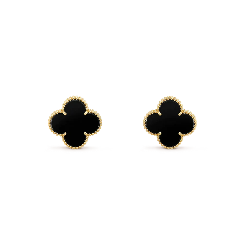 [BLUE TEARS]CLOVER MEDIUM 1 MOTIFS  ONYX STUD EARRINGS