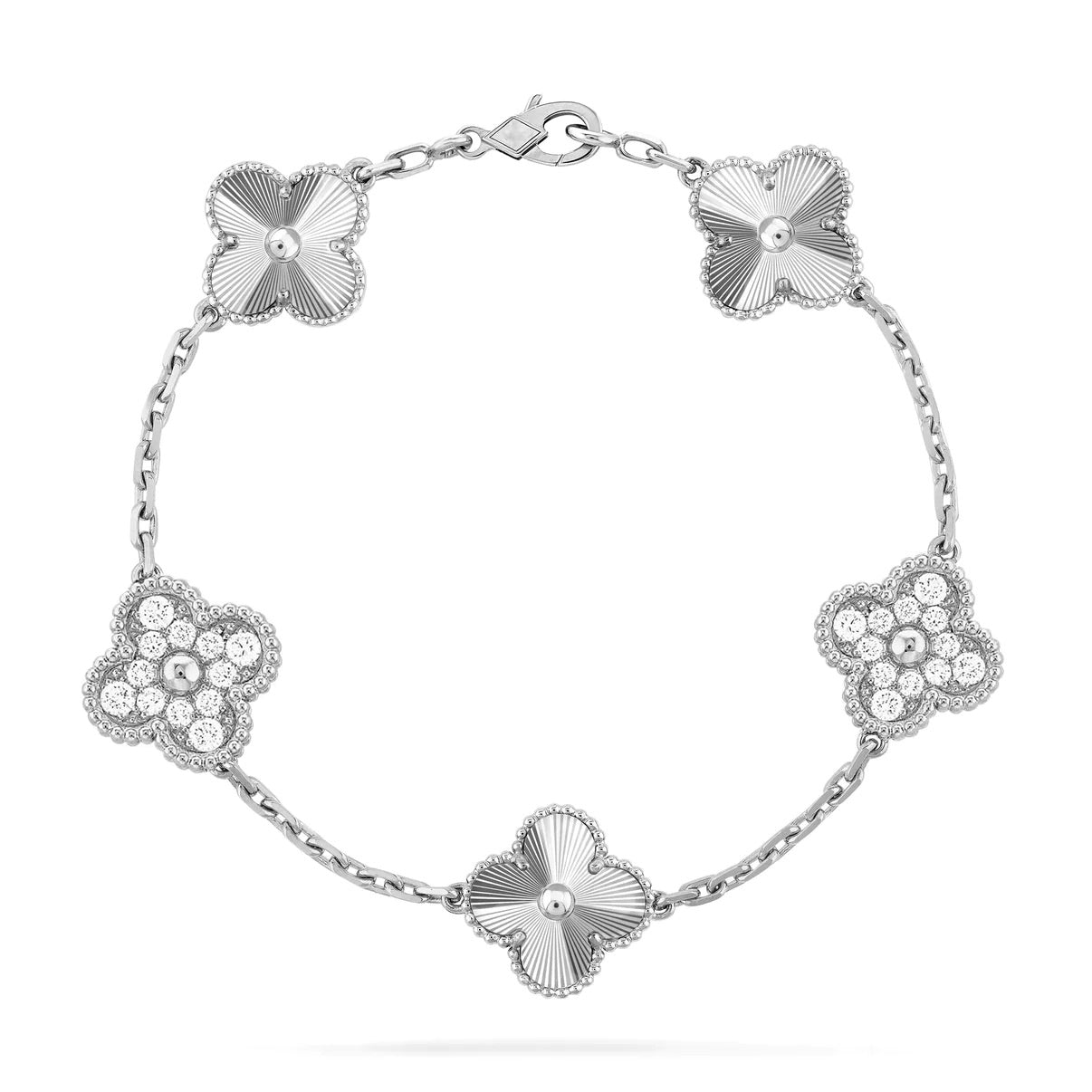 [BLUE TEARS]CLOVER 5 MOTIF SILVER DIAMOND BRACELET