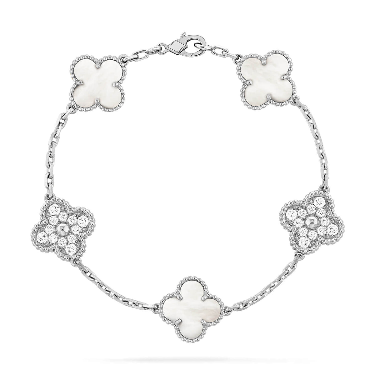 [BLUE TEARS]CLOVER WHITE PEARL MOP 5 MOTIF BRACELET COLLECTION