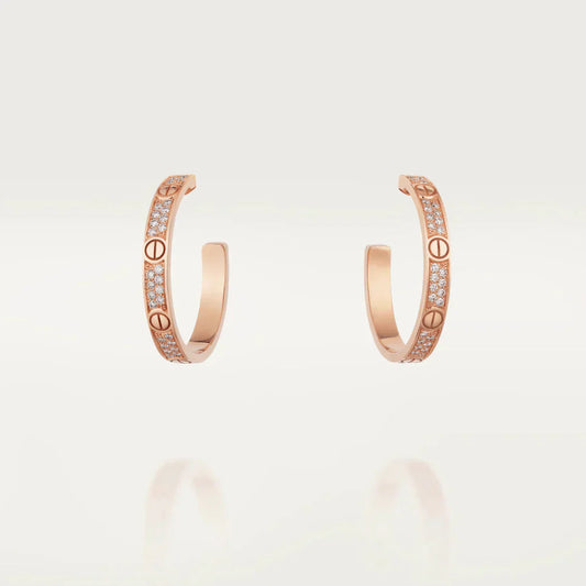 [BLUE TEARS]LOVE DIAMOND PINK GOLD HOOP EARRINGS