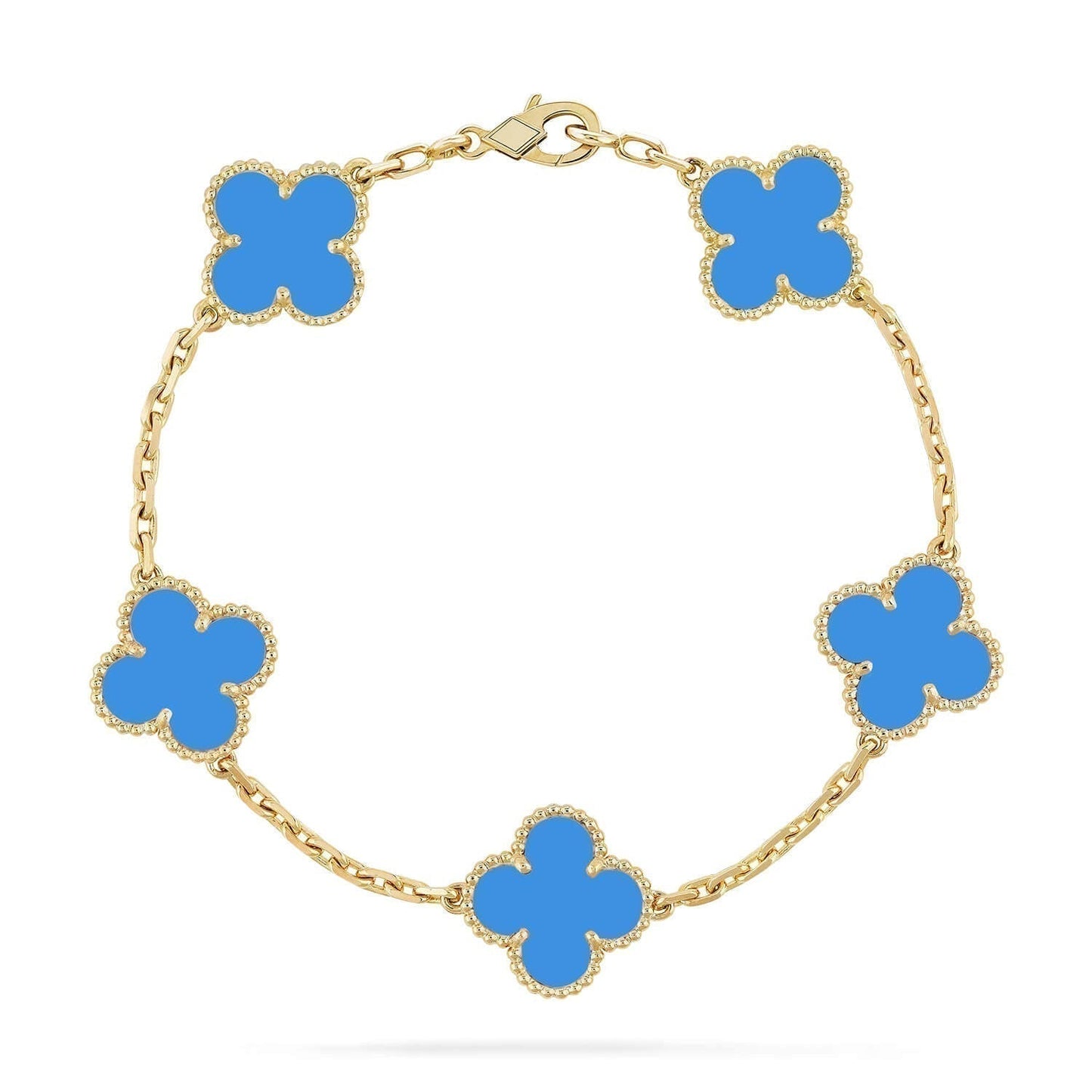 [BLUE TEARS]CLOVER 5 MOTIFS BLUE AGATE BRACELET