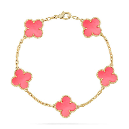 [BLAUE TRÄNEN]CLOVER 5 ROSA MOP-ARMBAND