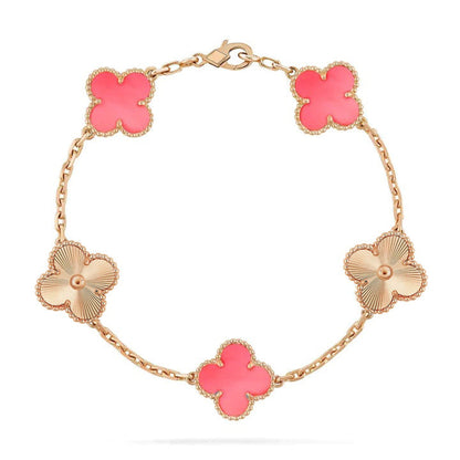 [BLAUE TRÄNEN]KLEE-ARMBAND MIT 5 MOTIV IN ROSA UND ROTGOLD