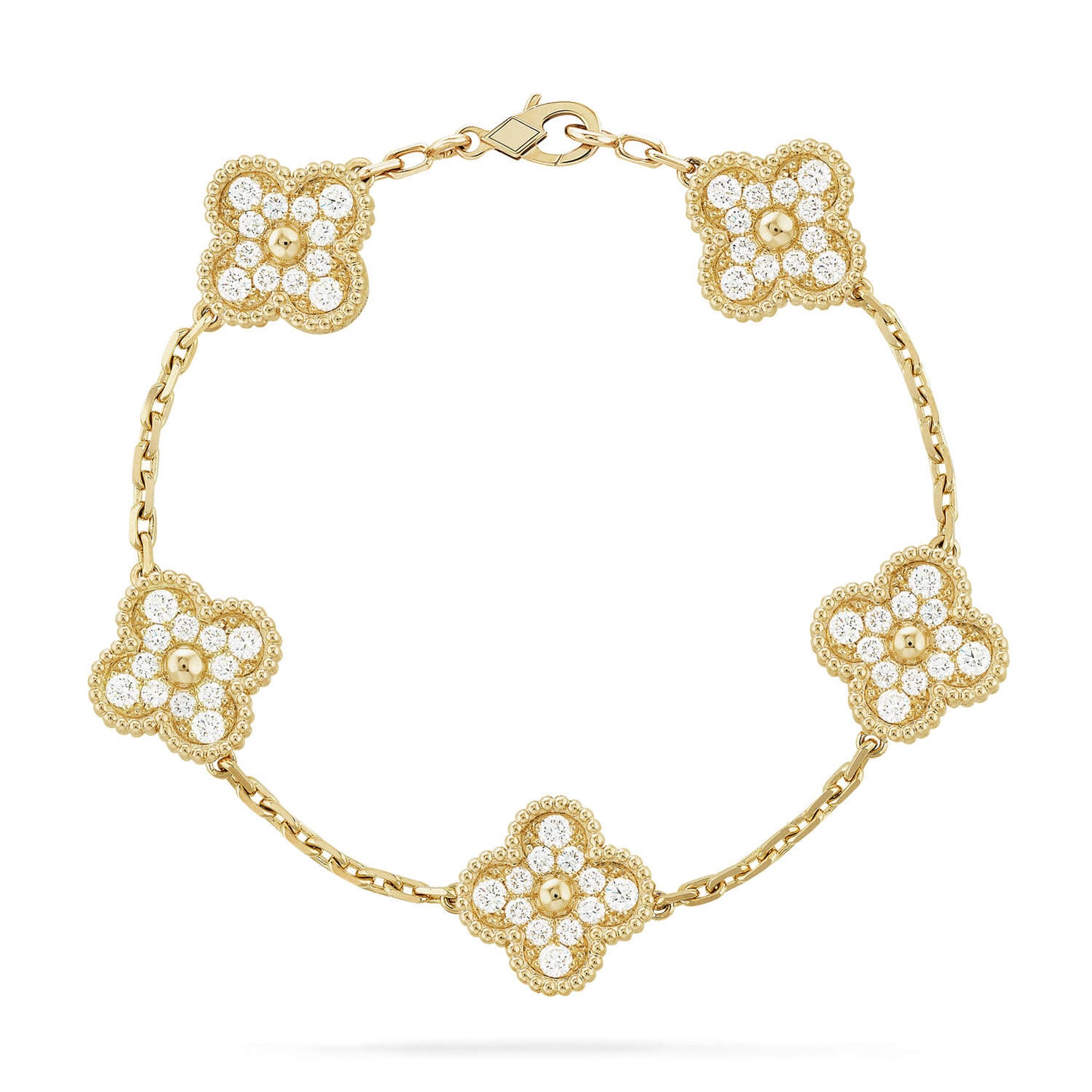 [BLAUE TRÄNEN]CLOVER 5 MOTIFS VOLLDIAMANTARMBAND