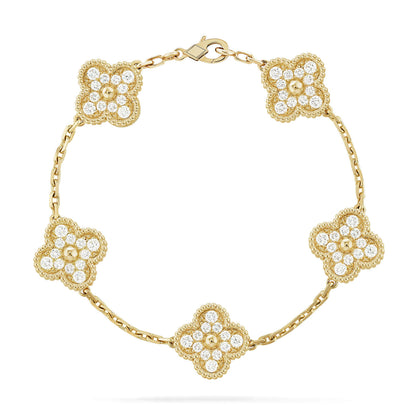 [BLAUE TRÄNEN]CLOVER 5 MOTIFS VOLLDIAMANTARMBAND