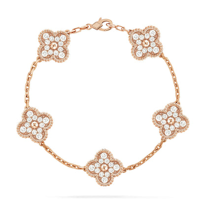 [BLAUE TRÄNEN]CLOVER 5 MOTIFS VOLLDIAMANTARMBAND