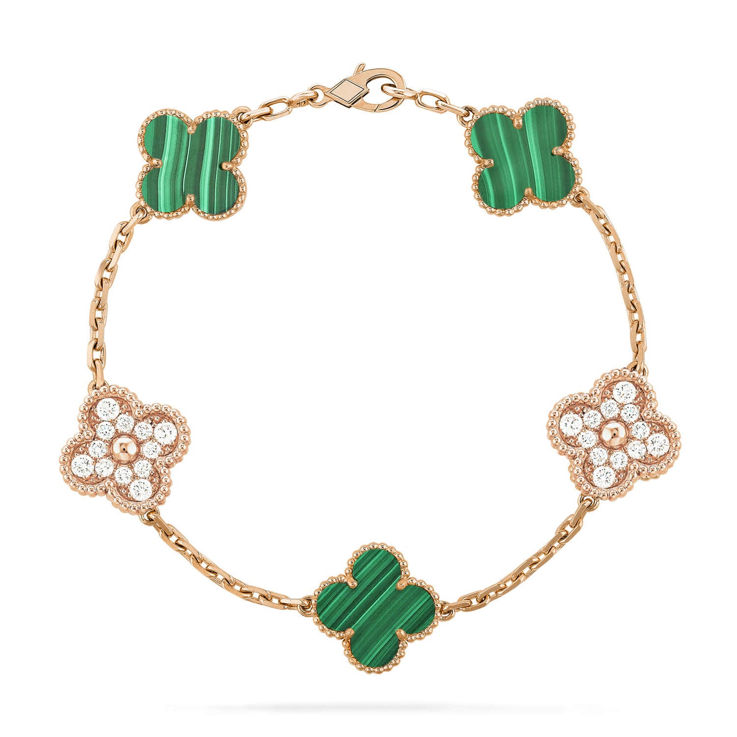 [BLAUE TRÄNEN]KLEE-ARMBAND MIT 5 MALACHIT-DIAMANT
