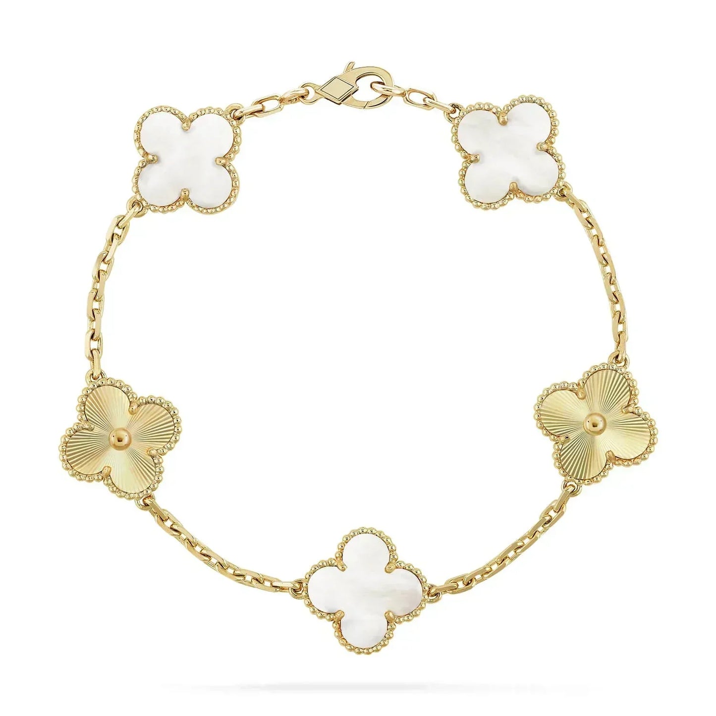 [BLUE TEARS]CLOVER BRACELET 5 MOTIF WHITE MOP PINK GOLD