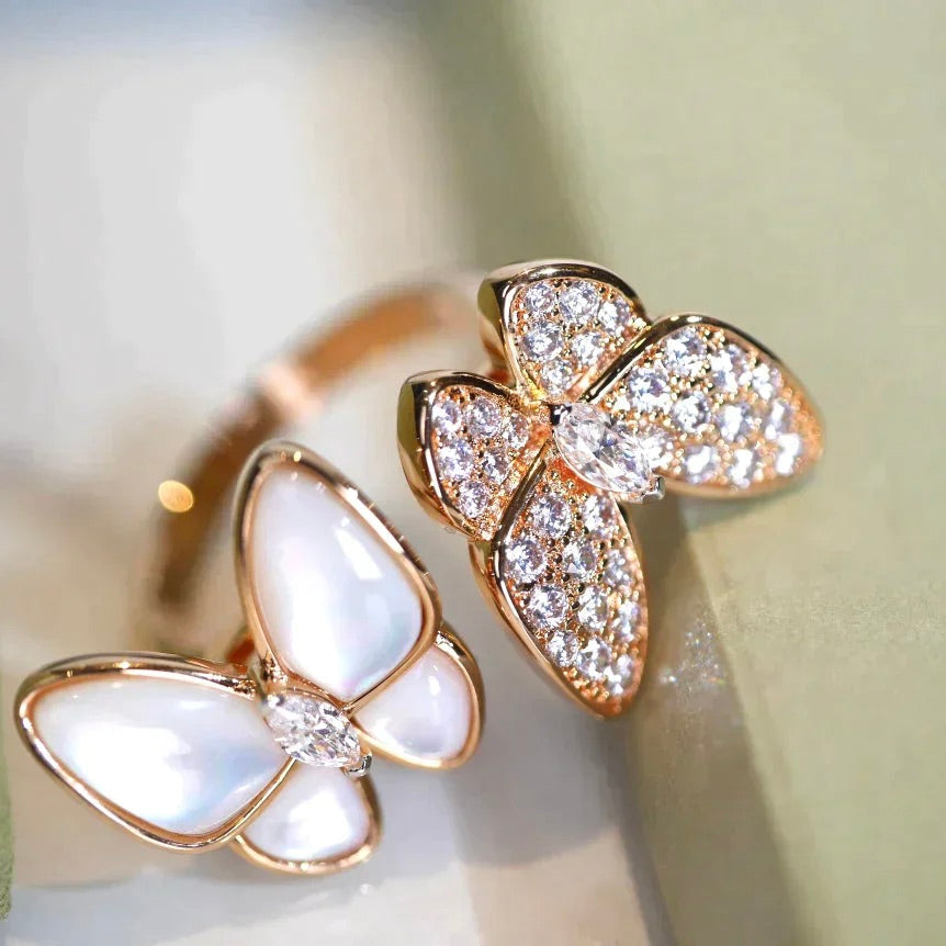 [BLUE TEARS]TWIN BUTTERFLY DIAMOND MOP RING