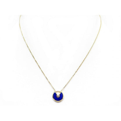 [BLUE TEARS]AMULETTE ROSE GOLD AGATE NECKLACE