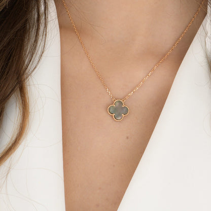 [BLUE TEARS]CLOVER 15MM  GRAY MOTHER OF PEARL NECKLACE