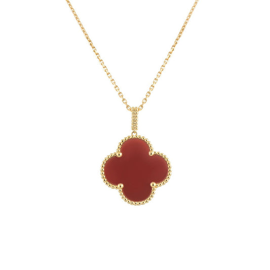 [BLUE TEARS]CLOVER 25MM NECKLACE GOLD CARNELIAN