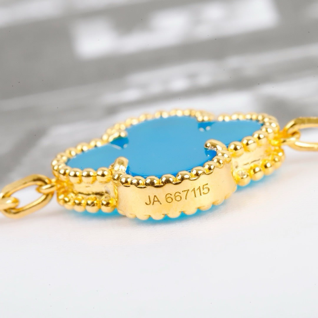 [BLUE TEARS]CLOVER 5 MOTIFS TURQUOISE BRACELET
