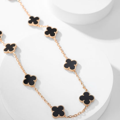 [BLUE TEARS]CLOVER 10 MOTIFS ONYX NECKLACE