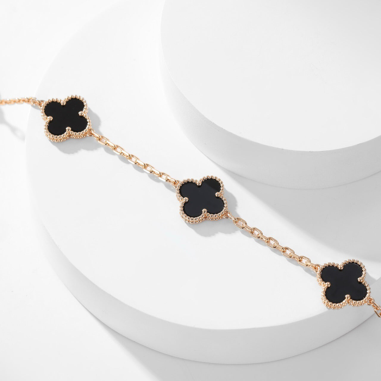 [BLUE TEARS]CLOVER 10 MOTIFS ONYX NECKLACE