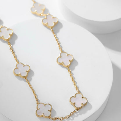 [BLUE TEARS]CLOVER 10 MOTIFS WHITE MOTHER OF PEARL NECKLACE