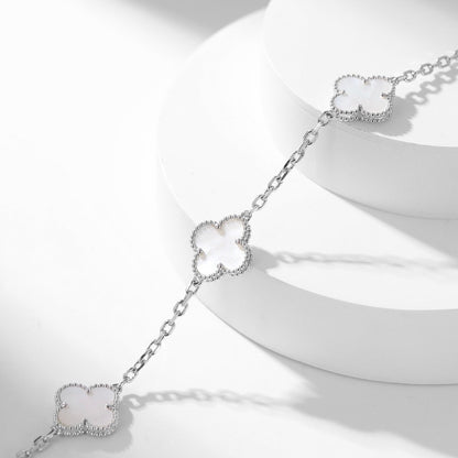 [BLUE TEARS]CLOVER 10 MOTIFS WHITE MOTHER OF PEARL NECKLACE
