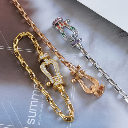 [BLUE TEARS]FORCE LARGE HORSESHOE CLASP  METAL BRACELET