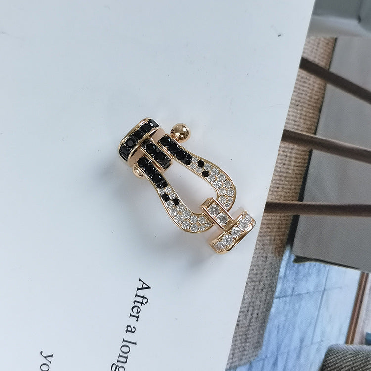 [BLUE TEARS]FORCE LARGE HORSESHOE BLACK WHITE DIAMOND BRACELET ROSE GOLD