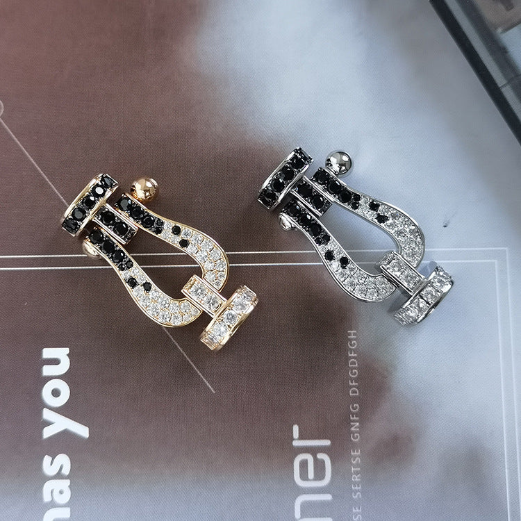 [BLUE TEARS]FORCE LARGE HORSESHOE BLACK WHITE DIAMOND BRACELET ROSE GOLD