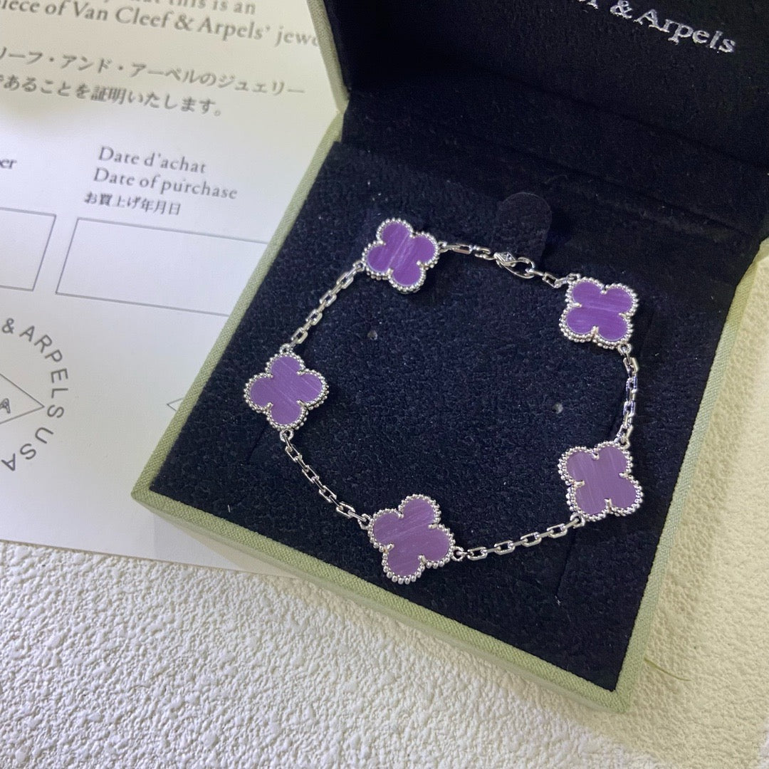 [BLUE TEARS]CLOVER  5 MOTIFS  PURPLE VIOLET BRACELET