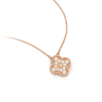 [BLUE TEARS]CLOVER 15MM DIAMOND SINGLE FLOWER NECKLACE