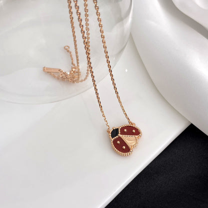 [BLUE TEARS]LUCKY  CARNELIANS LADYBUG NECKLACE
