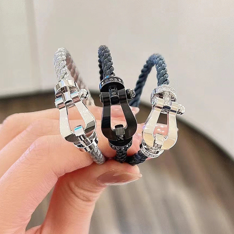 [BLUE TEARS]FORCE LARGE HORSESHOE FULL DIAMOND BRACELET ROSE GOLD