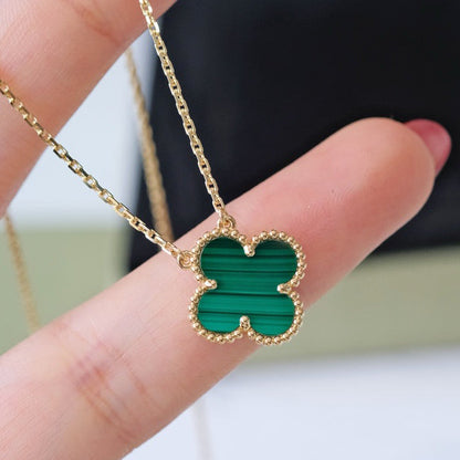 [BLUE TEARS]CLOVER 15MM MALACHITE SINGLE FLOWER  NECKLACE