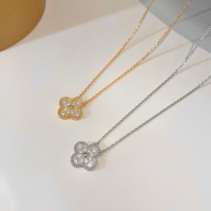 [BLUE TEARS]CLOVER 15MM DIAMOND SINGLE FLOWER NECKLACE
