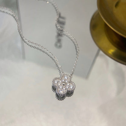 [BLUE TEARS]CLOVER 15MM DIAMOND SINGLE FLOWER NECKLACE