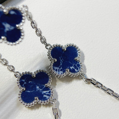 [BLUE TEARS]CLOVER 5 MOTIF PIETERSITE SILVER BRACELET
