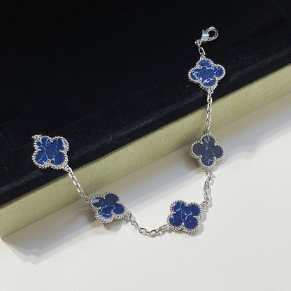 [BLAUE TRÄNEN]KLEE 5 MOTIV PIETERSIT SILBERARMBAND 