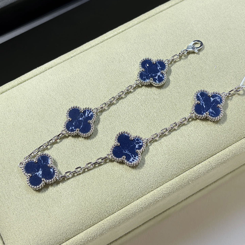 [BLAUE TRÄNEN]KLEE 5 MOTIV PIETERSIT SILBERARMBAND 