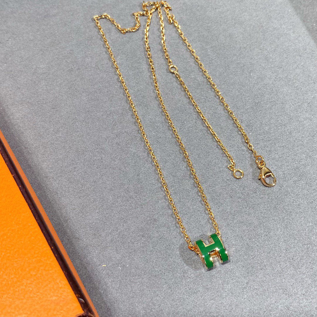 [BLUE TEARS]POP H GREEN NECKLACE SILVER AND GOLD