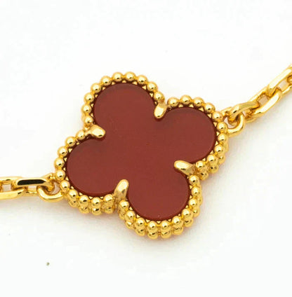 [BLUE TEARS]CLOVER  5 MOTIFS CARNELIAN GOLD BRACELET