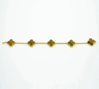 [BLUE TEARS]CLOVER  5 MOTIFS TIGER EYE BRACELET
