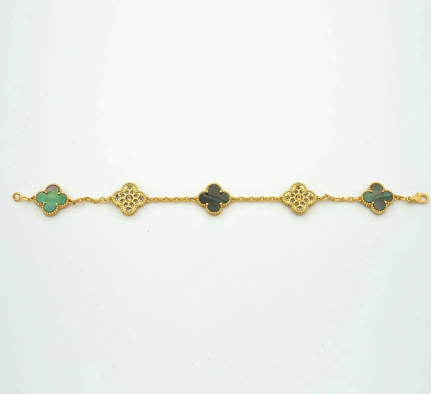 [BLUE TEARS]CLOVER 5 MOTIF GRAY MOP DIAMOND BRACELET