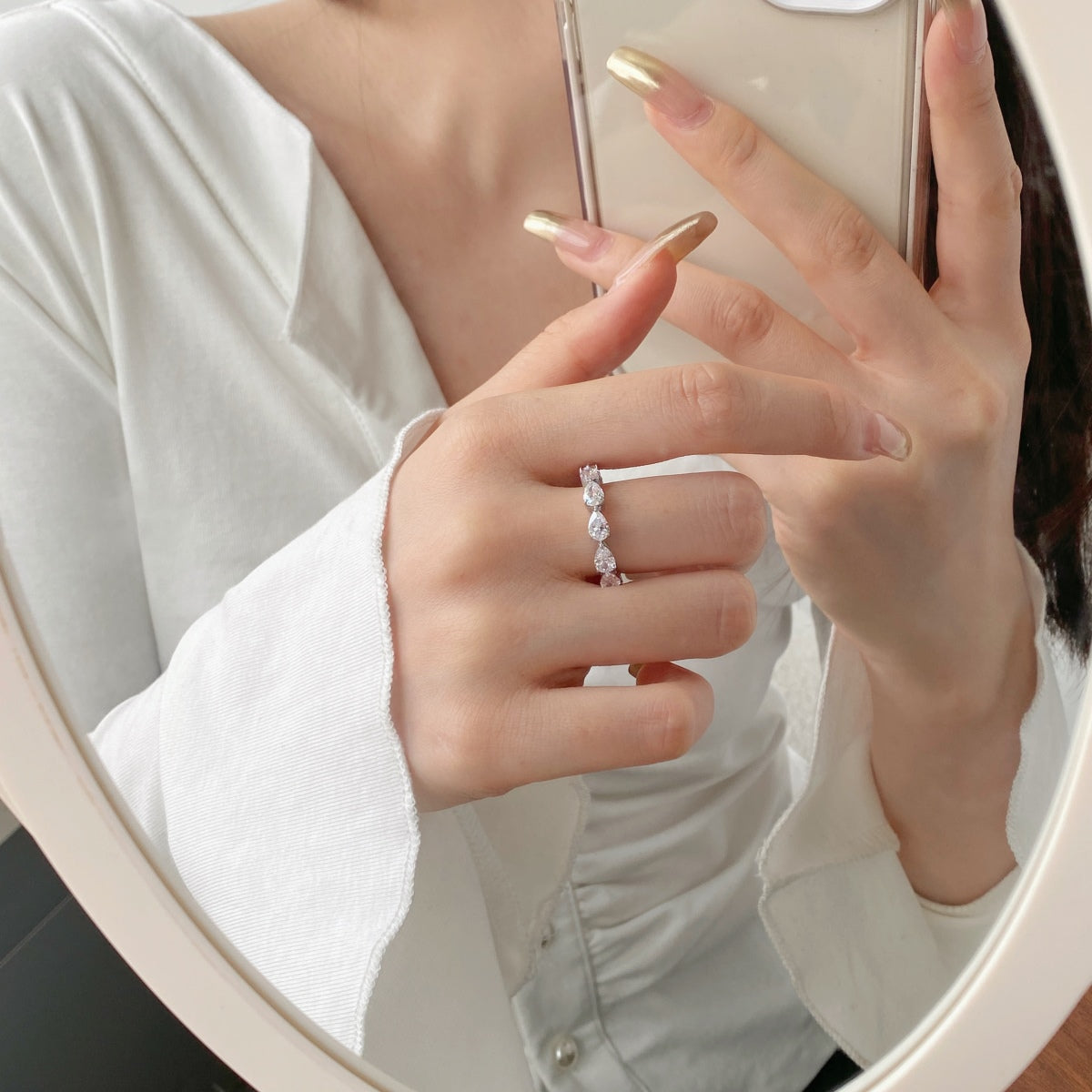 [Nova Jewelry]Exquisite Pear Cut Tennis Ring