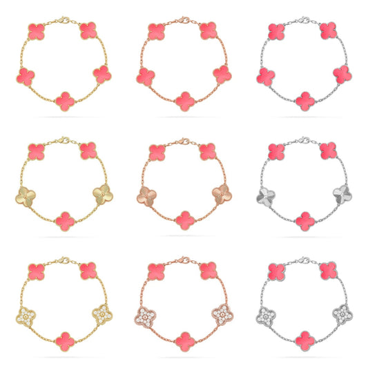 [BLUE TEARS] CLOVER 5 MOTIFS  PINK MOP BRACELET COLLECTION
