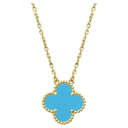 [BLUE TEARS]CLOVER 15MM VINTAGE TURQUOISE NECKLACE