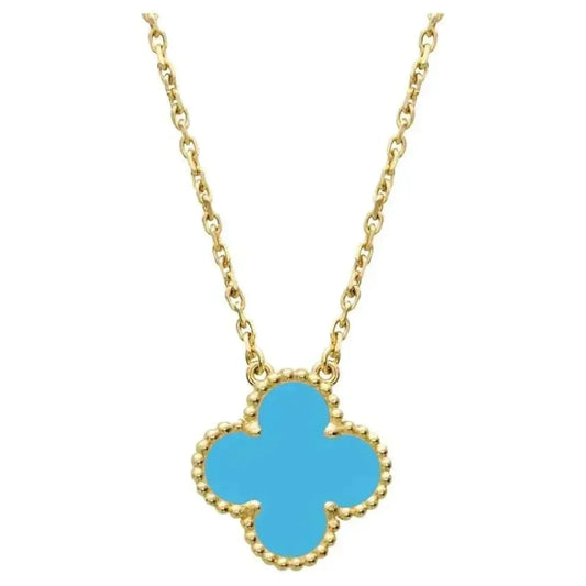 [BLUE TEARS]CLOVER 15MM VINTAGE TURQUOISE NECKLACE